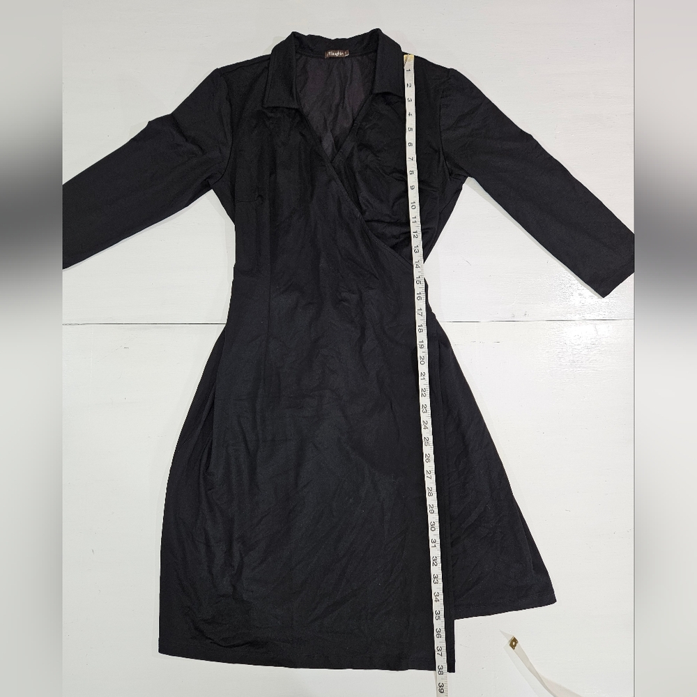 J. Mclaughlin black wrap midi dress women's size small - Picture 4 of 8